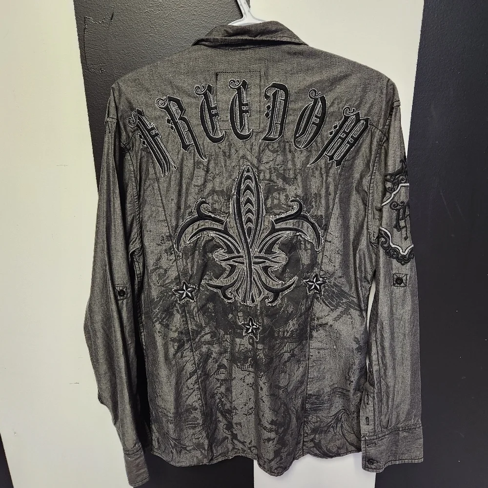 -SOLD- Patch and stitch gothic button shirt - Picture 3 of 5